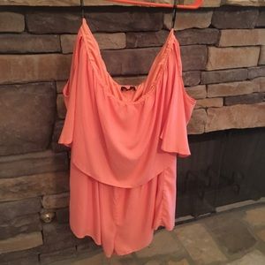 Coral forever 21 shorts jumpsuit